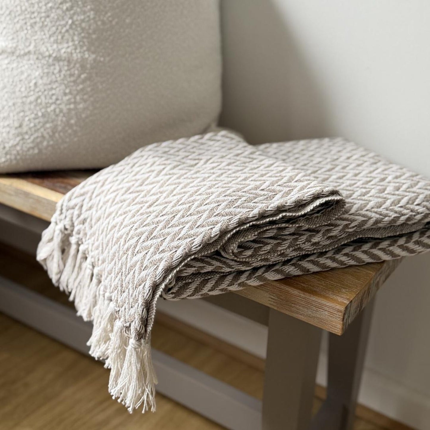 Taupe Chevron Throw Blanket