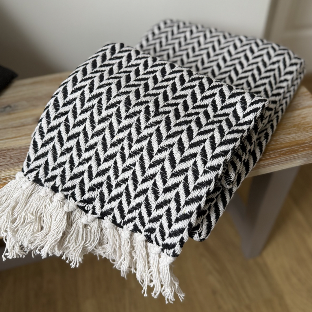 Black Chevron Throw Blanket